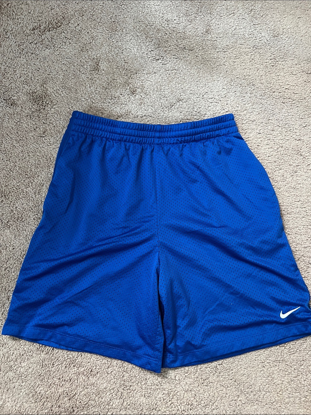 Nike Boy’s Dri Fit Blue Athletic Mesh Shorts with Swoosh